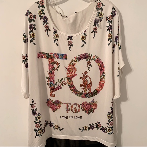 “Diamond” Blouse with black cut mesh bottom - Picture 2 of 13